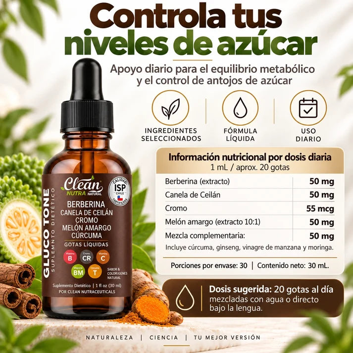 GLUCO TONE / Gotas Naturales para el Equilibrio Metabólico