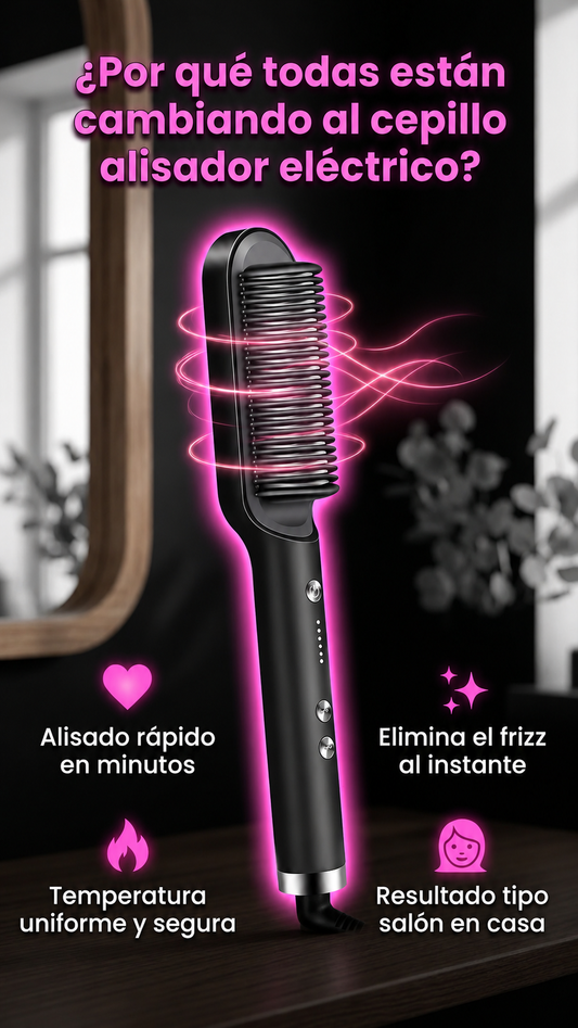 Cepillo Alisador 2-en-1 Cabello Liso y Brillante
